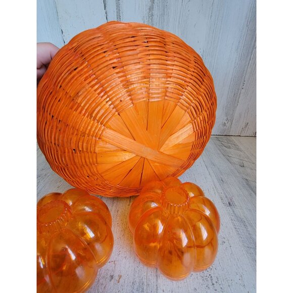 Pumpkin container set wicker basket Halloween home decor set - Picture 10 of 11
